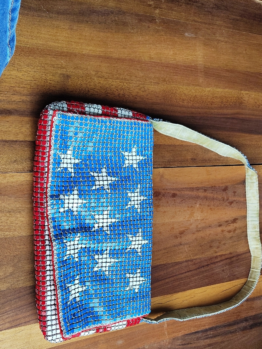Star-Pattern Sequin American Flag Wristlet
